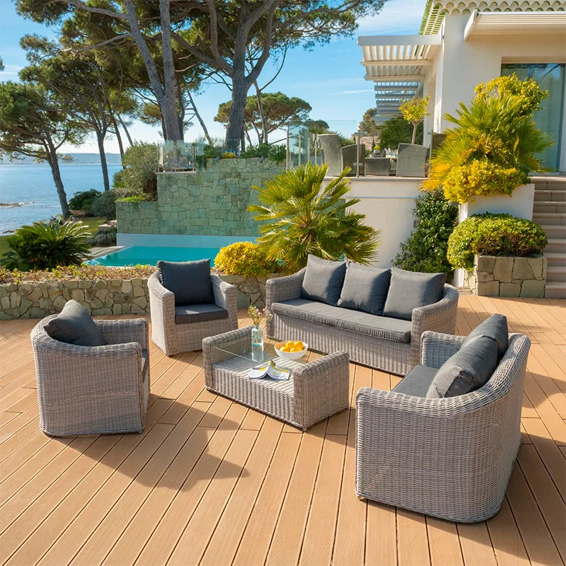 Outdoor rattan sofa combination, courtyard waterproof and sun protection villa, outdoor balcony, leisure furniture combination