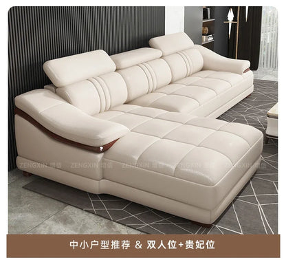 Modern simple living room size apartment combination leather art sofa furniture       FT