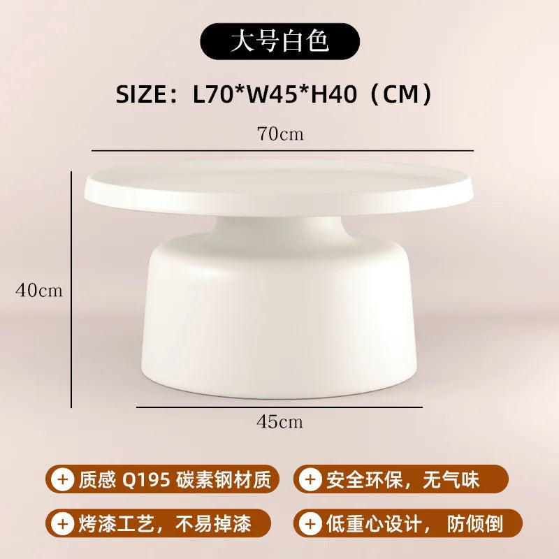 Cream apartment Nordic coffee table living room household small apartment simple Internet celebrity wrought iron modern round