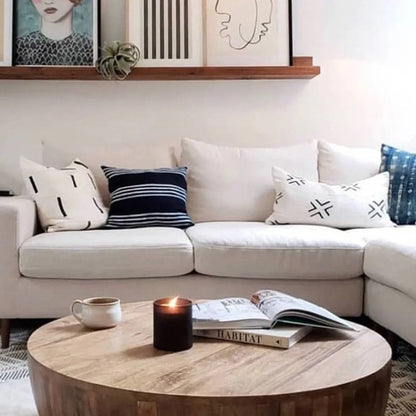 American light luxury round coffee table solid wood living room small apartment round tea table