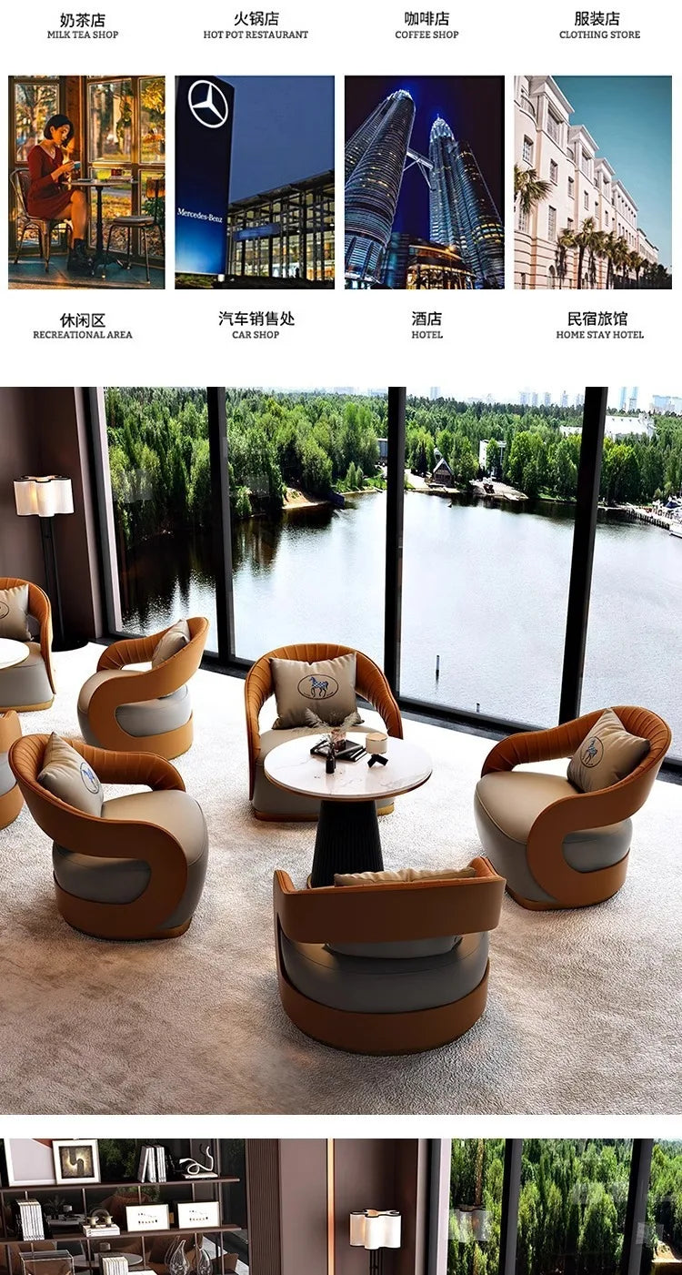 Office VIP Room Meeting Sofa Club Hotel Light Luxury Business Single Sofa Resting Area Negotiation Sofa Chair