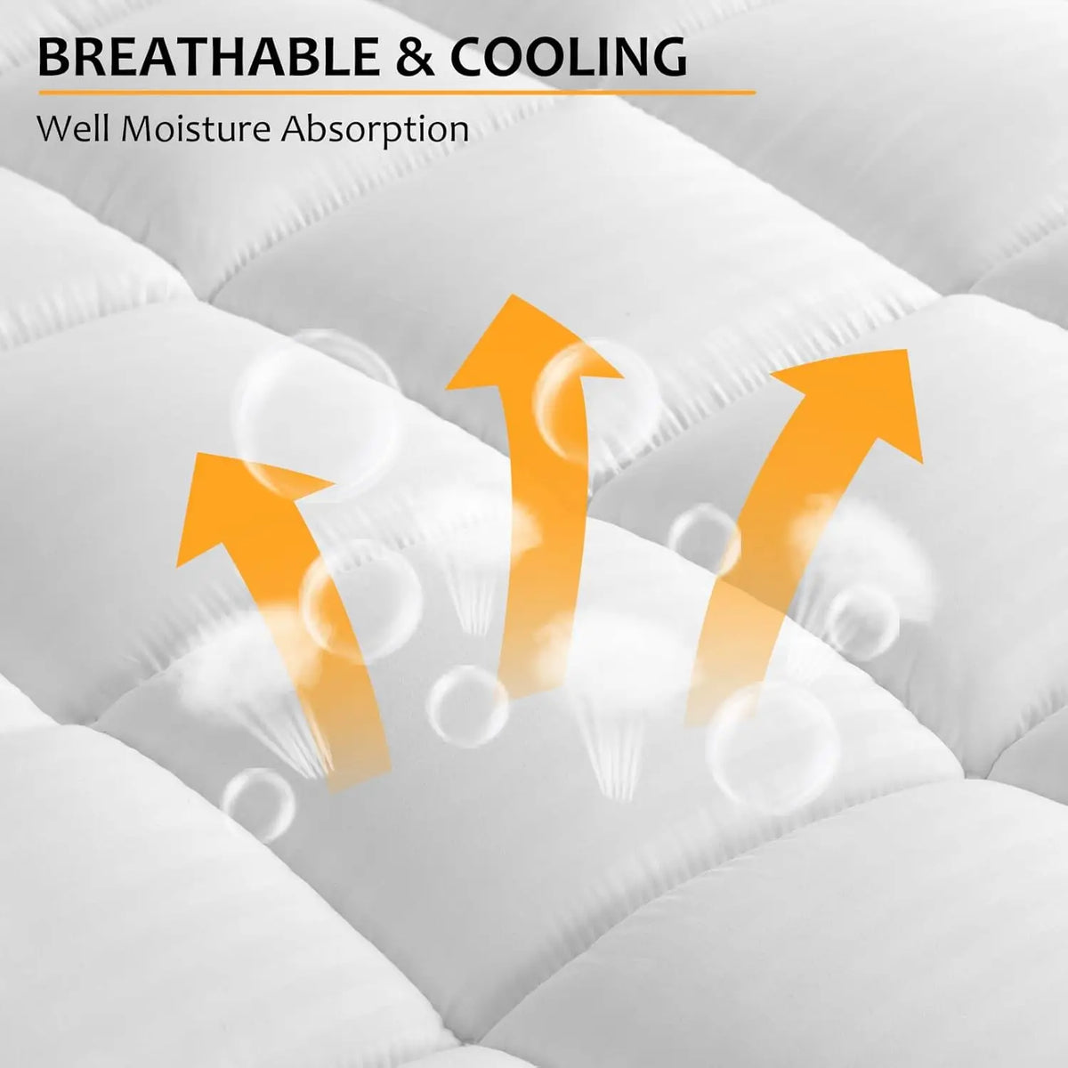 Cloud-Like Mattress Topper, Mattress Pad for Back Pain Relief, Breathable Quilted Fitted Mattress Protector for Hot Sleepers
