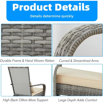 Outdoor Dining Adirondack Rattan Chair with Cushion and Pillow 2 Pieces Outdoor Wicker Patio Chairs