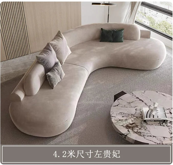 Customizable Italian Minimalist Arc Sofa - Modern Luxury Designer Fabric Sectional for Model Homes
