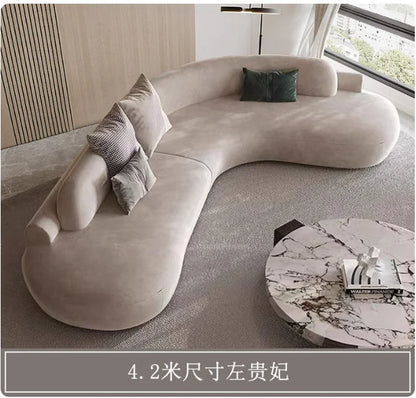 Customizable Italian Minimalist Arc Sofa - Modern Luxury Designer Fabric Sectional for Model Homes