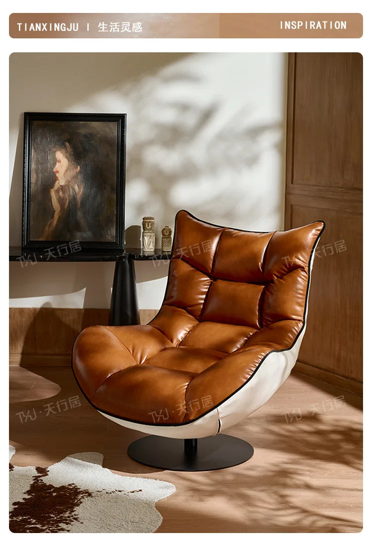Living room balcony designer antique leisure chair leather lazy sofa