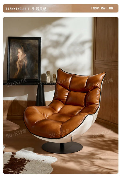 Living room balcony designer antique leisure chair leather lazy sofa