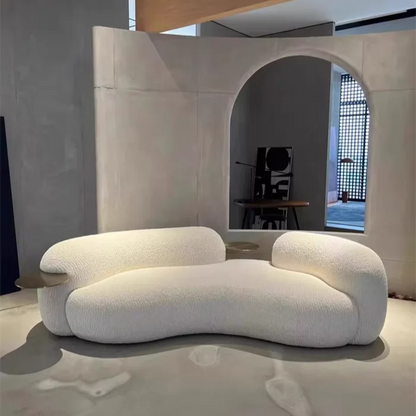 Nordic light luxury sofa creative curved sofa cream sand hair