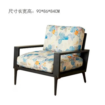 French retro solid wood sofa antique designer single living room study chair