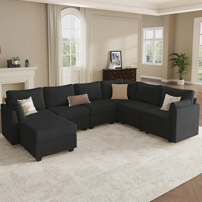 Modular Sectional Sofa Couches, Large Convertible Modular Couches with Storage, 7-Seater Sectional Sofa for Living Room, U Shape