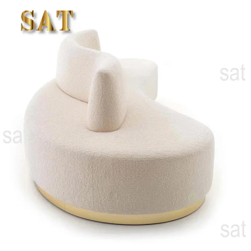 New Design Comfort 6 Seater Fabric White Living Room Curved Sofas Modern Couch Fabric Velvet Sectional Round Sofa