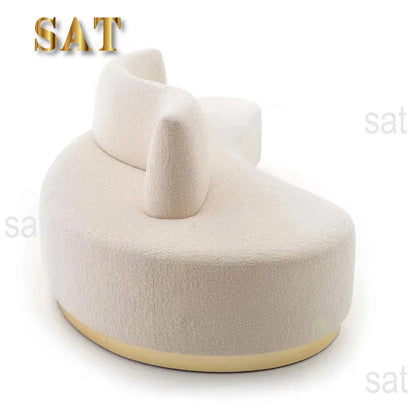 New Design Comfort 6 Seater Fabric White Living Room Curved Sofas Modern Couch Fabric Velvet Sectional Round Sofa