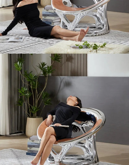 Nordic designer creative leisure chair living room balcony single sofa negotiation chair hollow electroplating chair