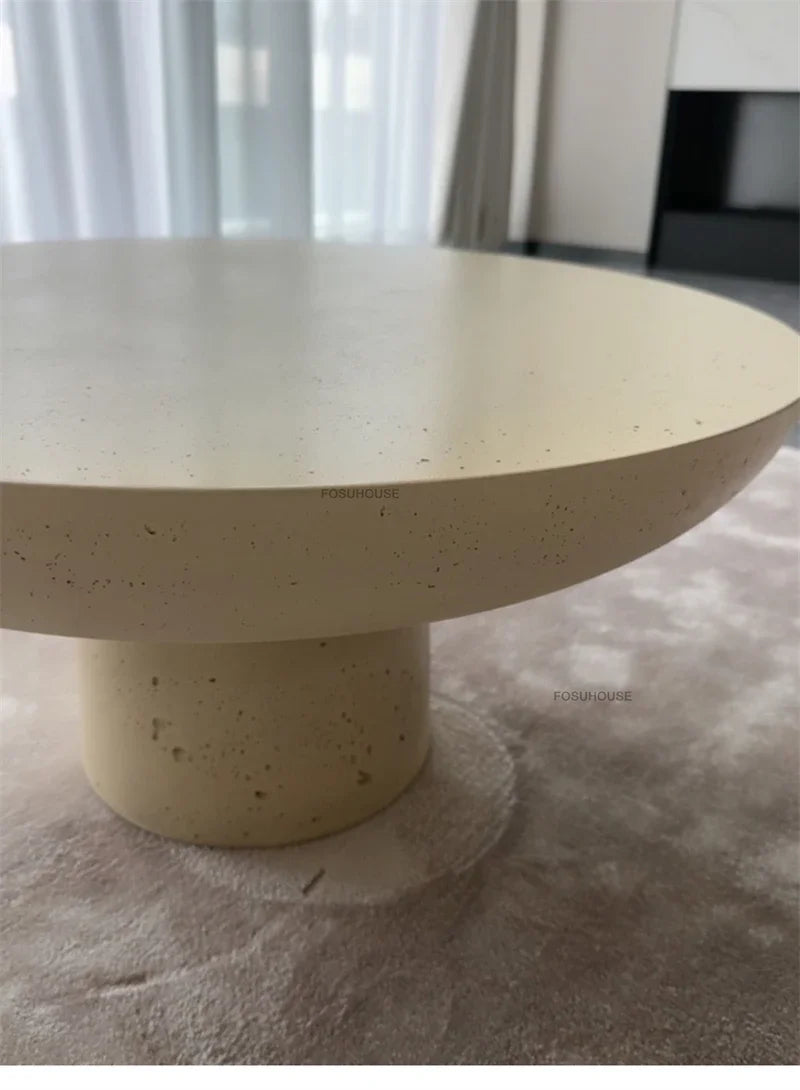 Small Apartment Stone Round Side Tables Wabi-sabi Style Cement Coffee Tables Designer Medieval Style Tea Table Home Furniture