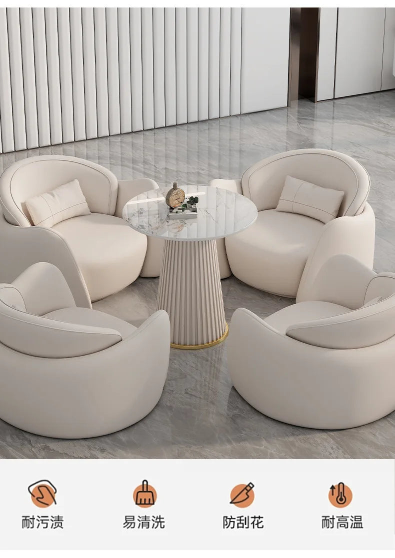 lLight luxury business negotiation sofa table and chair combination hotel lobby reception leather sofa