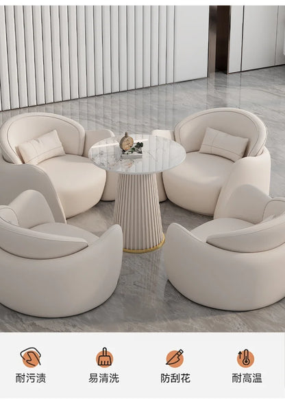 lLight luxury business negotiation sofa table and chair combination hotel lobby reception leather sofa