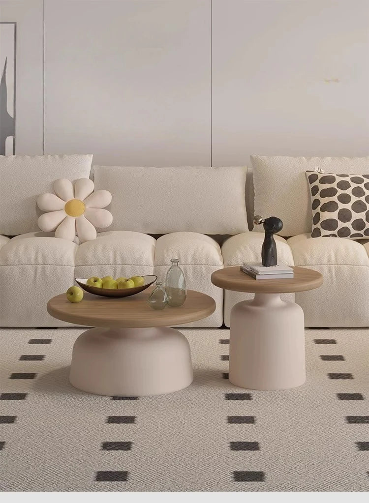 Modern Cream-style Coffee Round Table for Small Space Living Room Japanese Style Minimalist Furniture Living Room Side Table