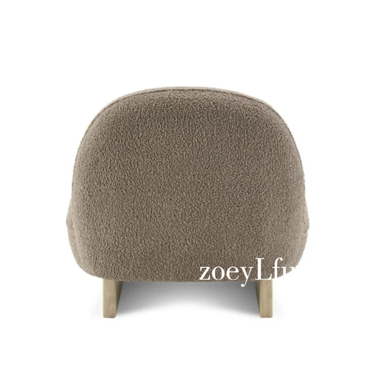Nordic minimalist lamb wool balcony single sofa Italian living room solid wood leisure sofa