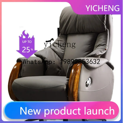 H2 Electric Reclining Executive Chair Genuine Leather Home Comfortable Large Shift Swivel Chair Light Luxury Business High-End