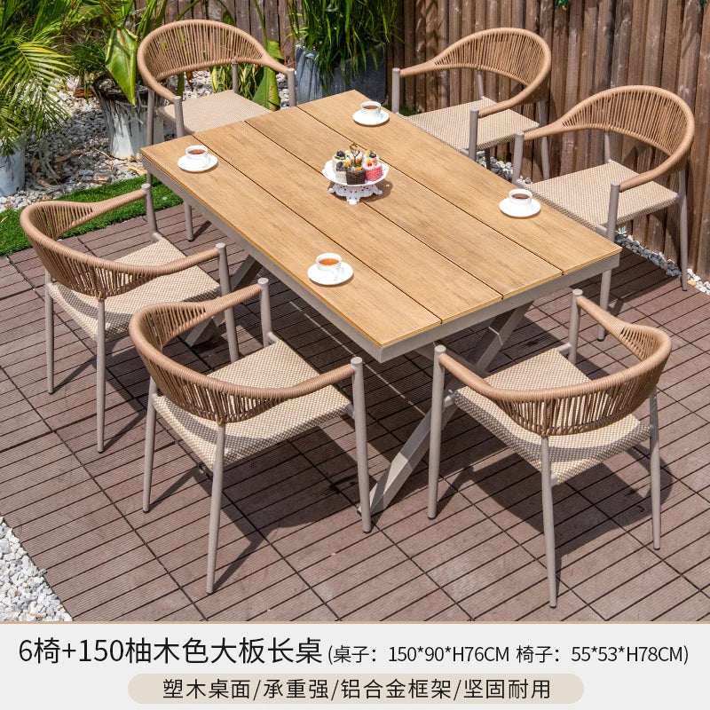 Outdoor table and chair courtyard villa leisure open-air balcony rattan chair Internet celebrity waterproof sunscreen garden