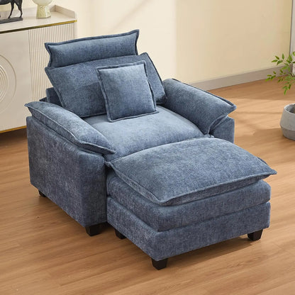 46''Cloud Oversized Sofa Chair with Detachable Headrest, Upholstered Comfy Arm Accent Chair with Ottoman,Modern, Customized