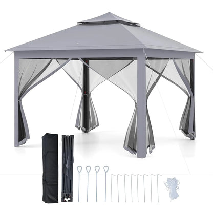 11 ft × 11 ft Pop up Gazebo, Portable Screen Canopy Shelter w/Mesh Netting Sidewalls, Vented Top, Drainage Holes,, Customized