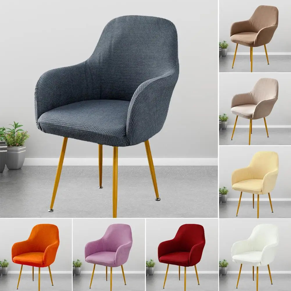 Dining Chair Cover Stretch Wedding Chair Protector Elastic Chair Cover Non-fading Solid Color Slipcover Soft Wear for Curved