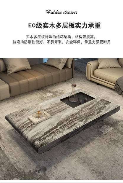 minimalist advanced sense modern simple living room household rectangular oval marble coffee table