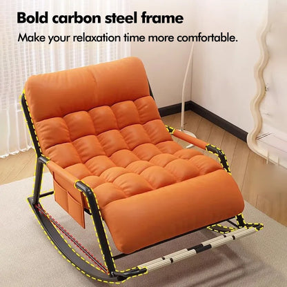 Living Room Reclining Rocking Chair Soft Removable Cushion Lounge Chair with Foldable Footrest Modern Home Office Relaxing Chair