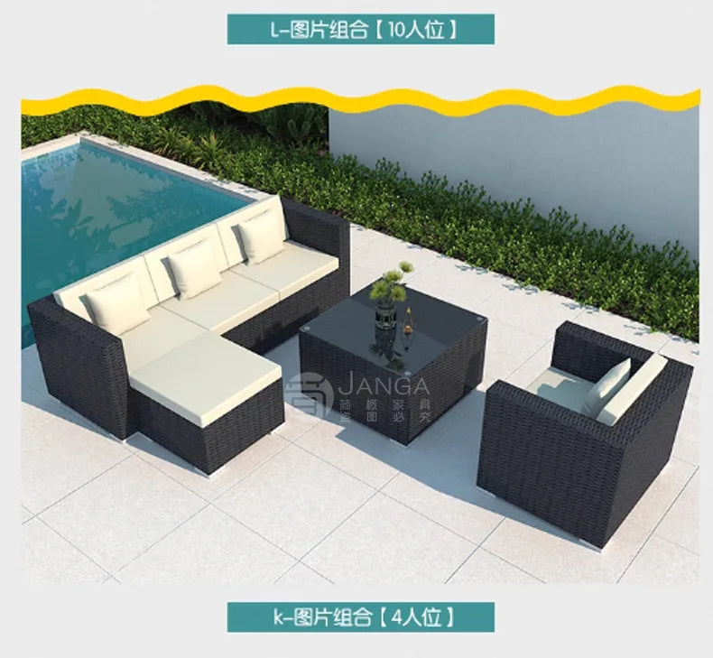 Outdoor villa courtyard sofa hotel B & B terrace waterproof sunscreen sofa furniture indoor and outdoor rattan weaving