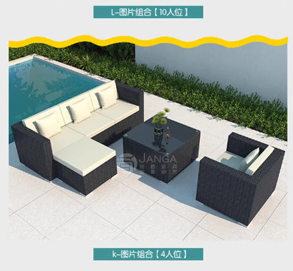 Outdoor villa courtyard sofa hotel B & B terrace waterproof sunscreen sofa furniture indoor and outdoor rattan weaving