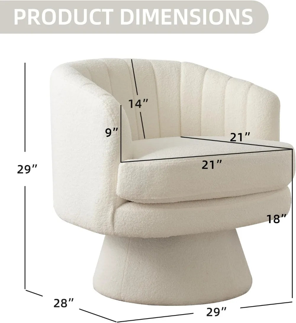 Swivel Accent Chair with Armrest, Modern 360 Degree Swivel Barrel Chair with Curve Back and Soft Cushion,Comfy Round Sherpa