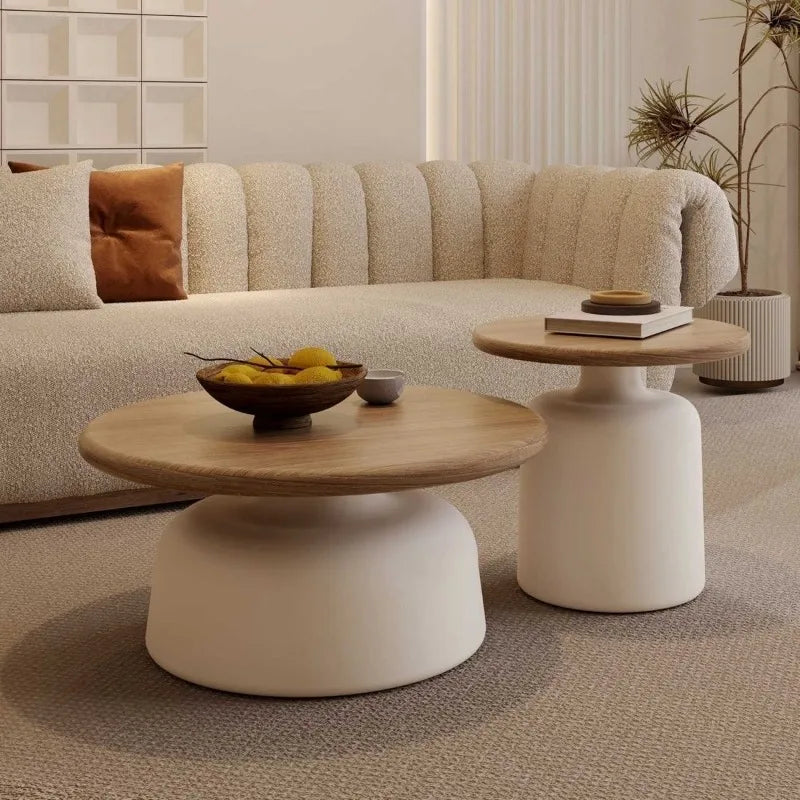 Modern Cream-style Coffee Round Table for Small Space Living Room Japanese Style Minimalist Furniture Living Room Side Table