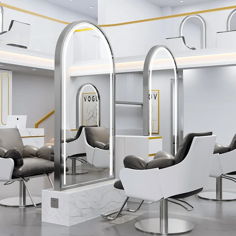 HJ Barber Shop Mirror Quick Cut Special Mirror Hair Salon Internet celebrity hair salon Full Lamp Mirror