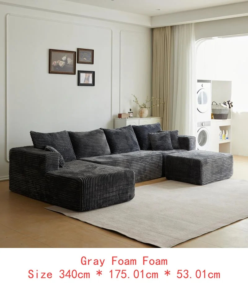 Modern U-Shaped Sectional Sofa with Ottoman, Deep Seat Corner Couch, No Assembly Required for Living Room Comfort