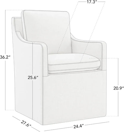 Dining Chairs with Casters, Upholstered Modern Rolling Dining Chairs with Rollers Armchair for Bedroom Reading Room Living Room