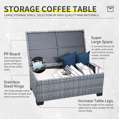 7 Piece Wicker Patio Furniture Sets Outdoor Conversation Set, PE Rattan Sectional Sofa Couch with Storage Table and Non-Slip Nav