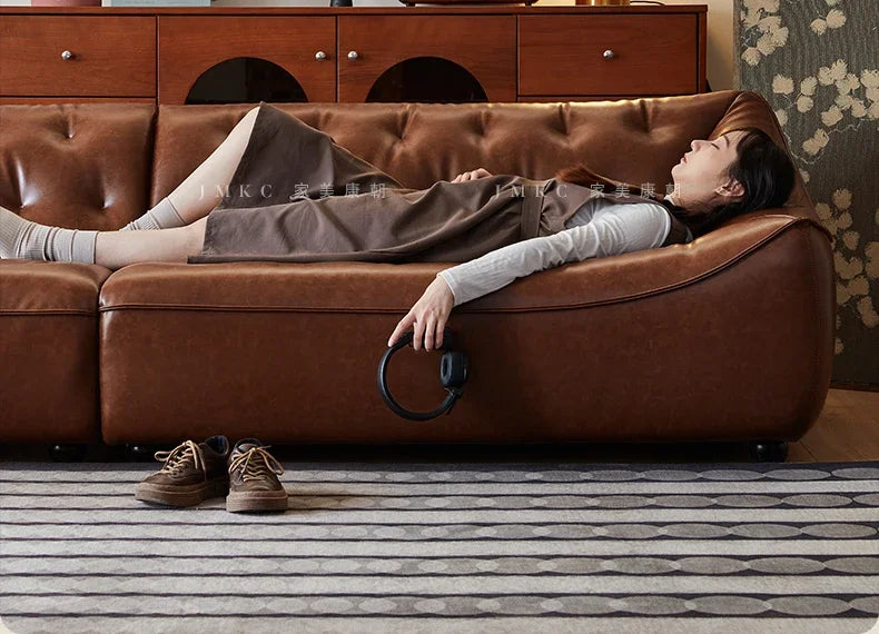 The original bean bag sofa, American retro style, oil wax leather, large sitting, deep, second-hand, first-hand leather, cowhide