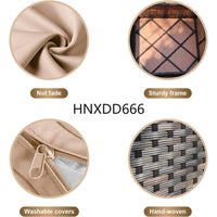 7 Piece Patio Furniture Set with  Fire Pit Table Outdoor Sectional Conversation Sofa Set with Coffee Table