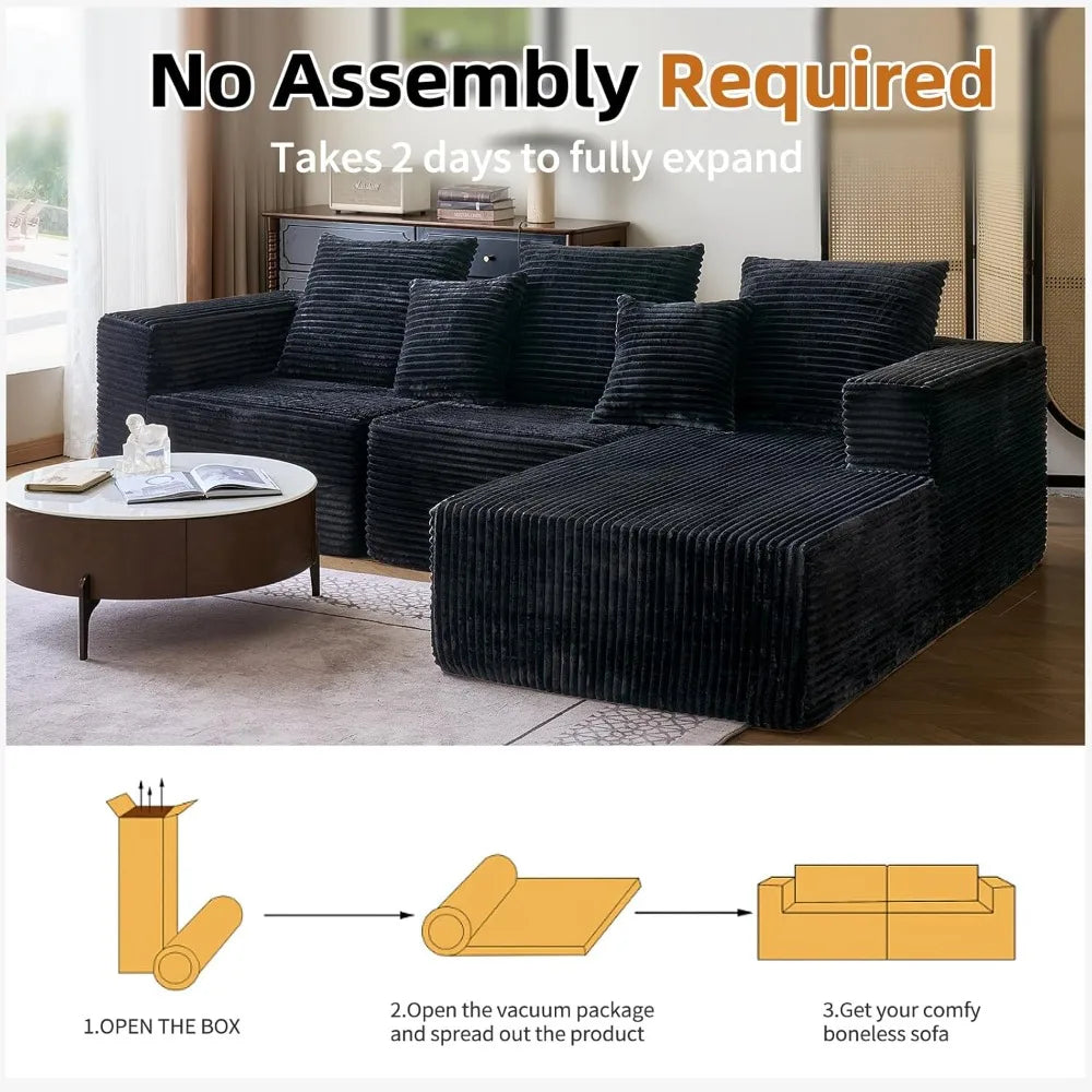 108'' Modular Cloud Sectional Sofa L-Shaped Deep Seat Couch with Right Chaise Living Room Boneless Couches for Comfortable