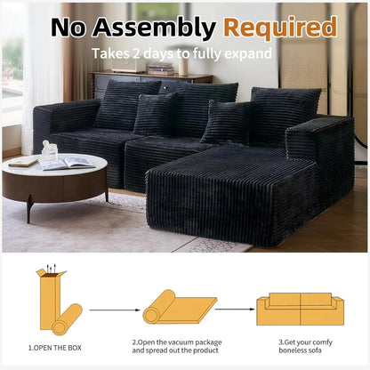 108'' Modular Cloud Sectional Sofa L-Shaped Deep Seat Couch with Right Chaise Living Room Boneless Couches for Comfortable
