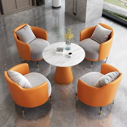 Custom minimalist light luxury single sofa coffee table set leisure hotel reception sales office negotiation table and chair