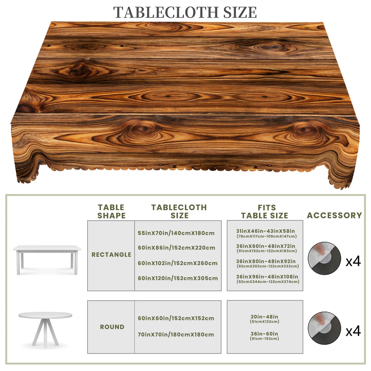 1 Piece of Retro Country Farmhouse Style Printed Tablecloth, Wooden Pattern Design, Suitable for Camping Style Picnic
