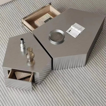 Light Luxury Bronze Brushed Coffee Table Creative Stainless Steel Living Room Shaped Coffee Table