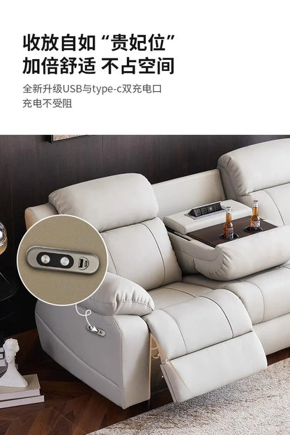 Designer Luxury Modern Sofa Genuine Leather Electric Italian Recliner Sofa Lounge Loveseat Divani Da Soggiorno Home Furniture