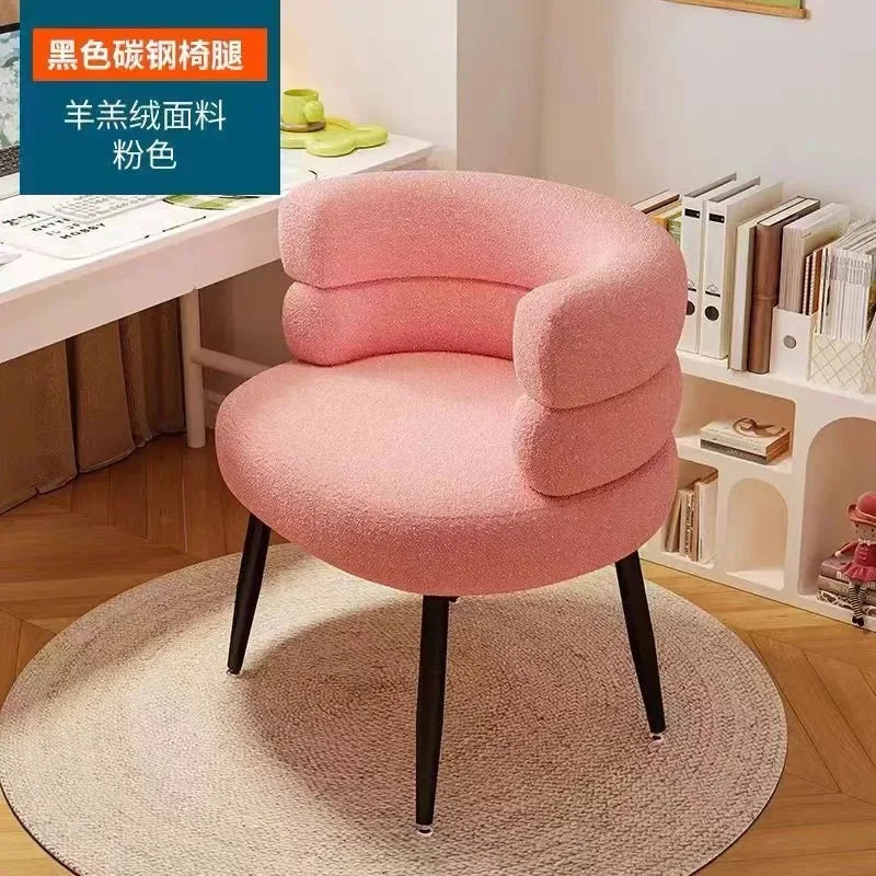 Living Room Swivel Chair Nordic Armchair INS Lift Computer Backrest Chair Lamb Wool Design Bedroom Makeup Chair Home Furniture