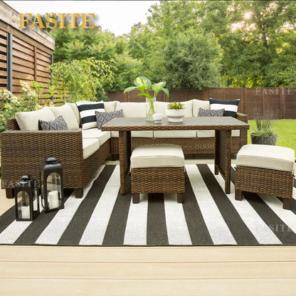 Outdoor rattan sofa combination U-shaped corner courtyard garden balcony hotel