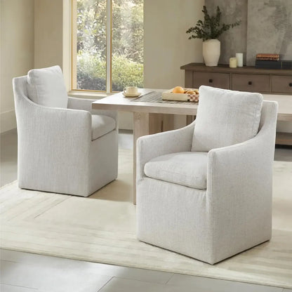 Dining Chairs with Casters, Upholstered Modern Rolling Dining Chairs with Rollers Armchair for Bedroom Reading Room Living Room