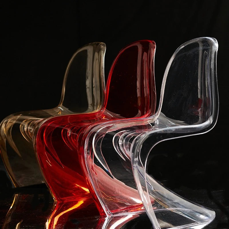 Nordic Modern Simple Creative Acrylic Plastic Dining Chair Red S Beauty Chair Crystal Transparent Pandong Chair Wow