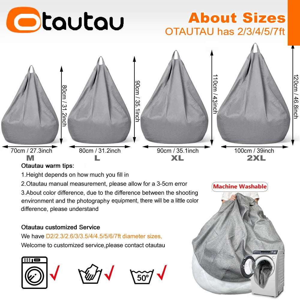 OTAUTAU Cotton Linen Bean Bag Cover without Filler Floor Corner Lazy Beanbag Chair Pouf Salon Ottoman Puff Lounger Sac DD002